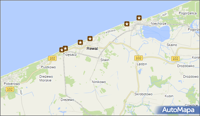 mapa Śliwin, Śliwin na mapie Targeo
