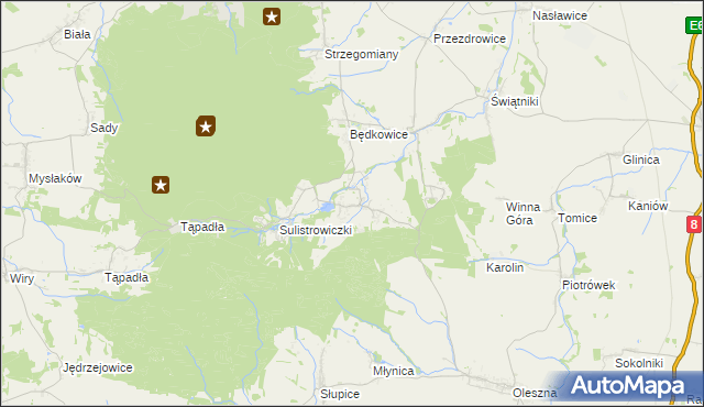 mapa Sulistrowice gmina Sobótka, Sulistrowice gmina Sobótka na mapie Targeo