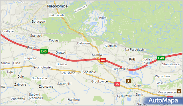 mapa Szarów gmina Kłaj, Szarów gmina Kłaj na mapie Targeo