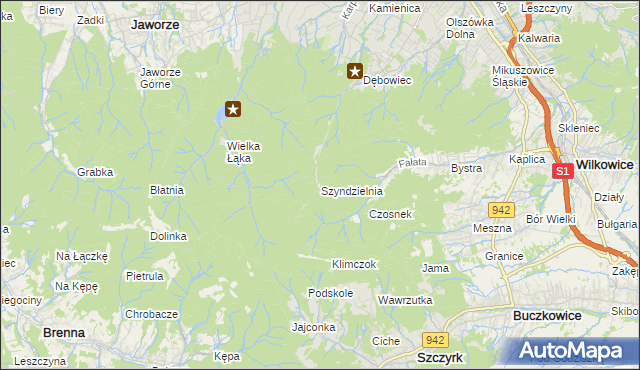 mapa Szyndzielnia, Szyndzielnia na mapie Targeo