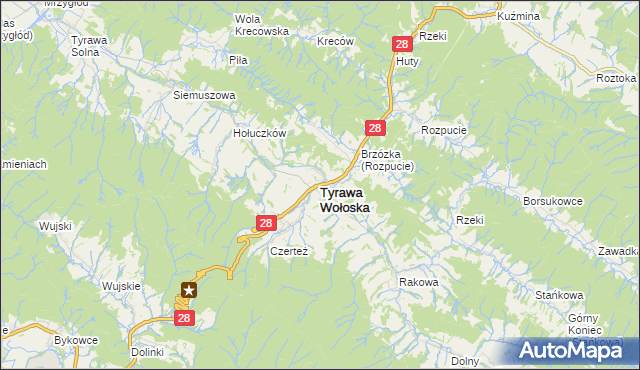 mapa Tyrawa Wołoska, Tyrawa Wołoska na mapie Targeo