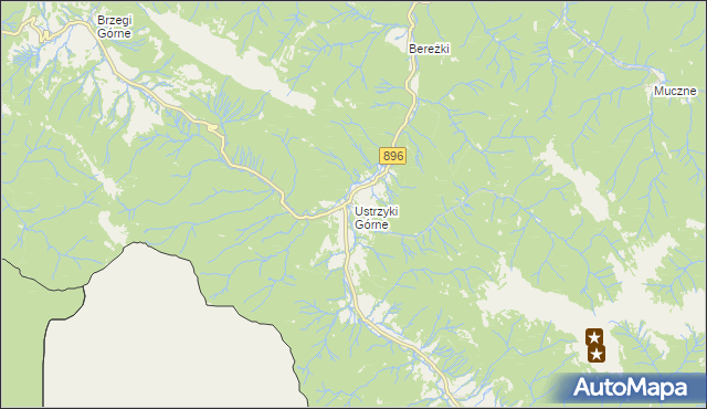 mapa Ustrzyki Górne, Ustrzyki Górne na mapie Targeo