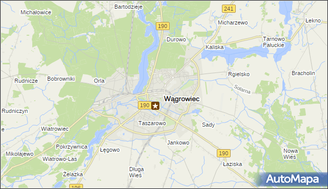 mapa Wągrowiec, Wągrowiec na mapie Targeo