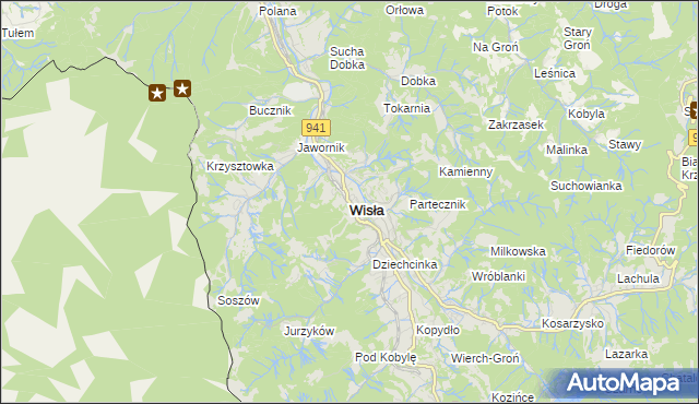mapa Wisła, Wisła na mapie Targeo
