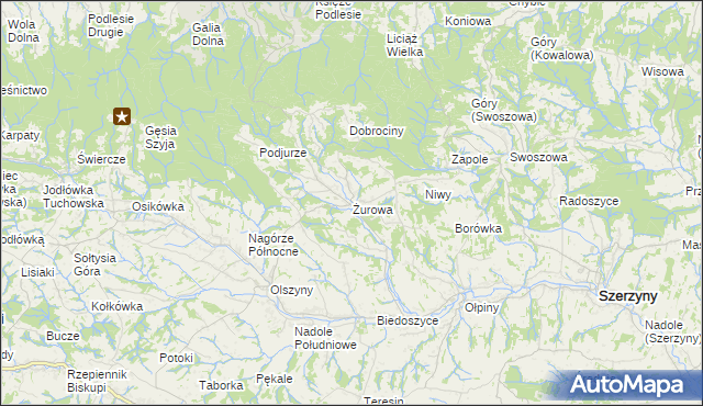 mapa Żurowa, Żurowa na mapie Targeo