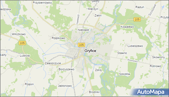 mapa Gryfice, Gryfice na mapie Targeo