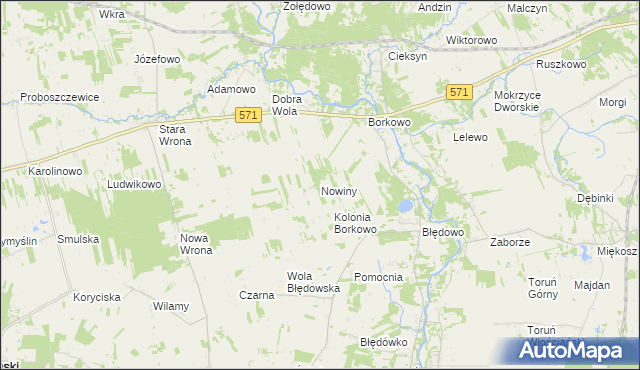 mapa Nowiny gmina Nasielsk, Nowiny gmina Nasielsk na mapie Targeo