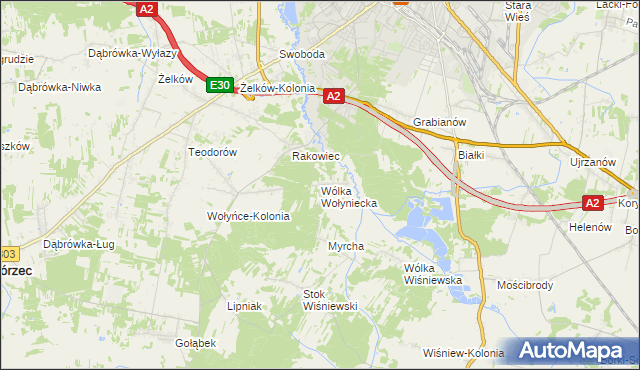 mapa Wólka Wołyniecka, Wólka Wołyniecka na mapie Targeo