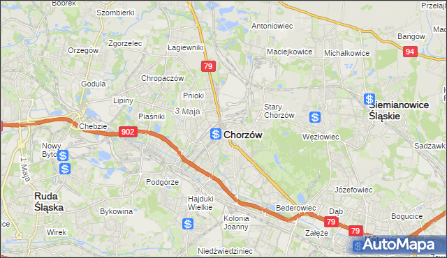 mapa Chorzów, Chorzów na mapie Targeo