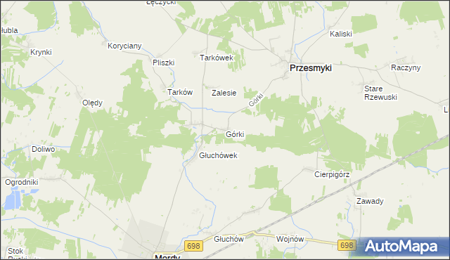 mapa Górki gmina Przesmyki, Górki gmina Przesmyki na mapie Targeo