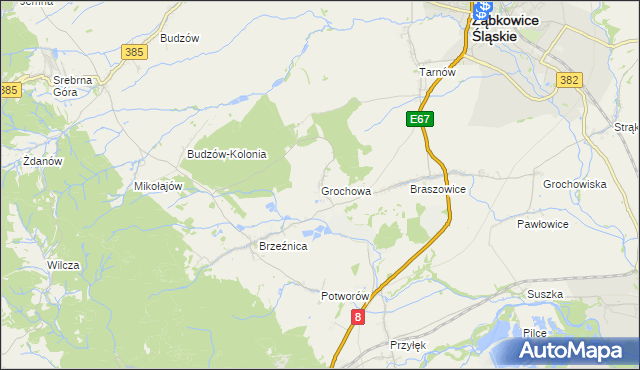 mapa Grochowa gmina Bardo, Grochowa gmina Bardo na mapie Targeo