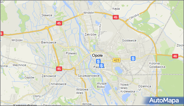 mapa Opola, Opole na mapie Targeo