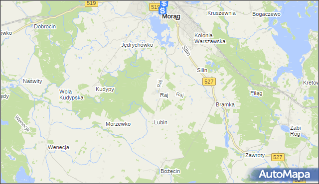 mapa Raj gmina Morąg, Raj gmina Morąg na mapie Targeo