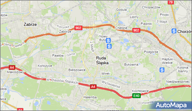 mapa Rudy Śląskiej, Ruda Śląska na mapie Targeo