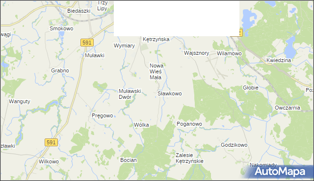 mapa Sławkowo gmina Kętrzyn, Sławkowo gmina Kętrzyn na mapie Targeo