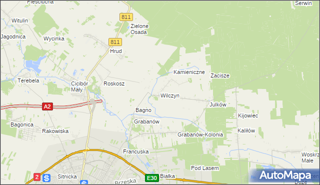 mapa Wilczyn gmina Biała Podlaska, Wilczyn gmina Biała Podlaska na mapie Targeo