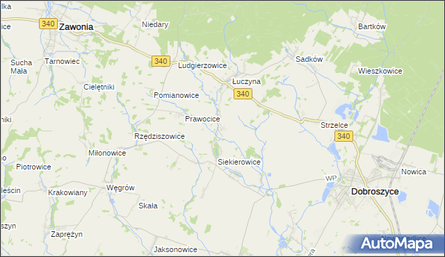 mapa Mękarzowice gmina Dobroszyce, Mękarzowice gmina Dobroszyce na mapie Targeo