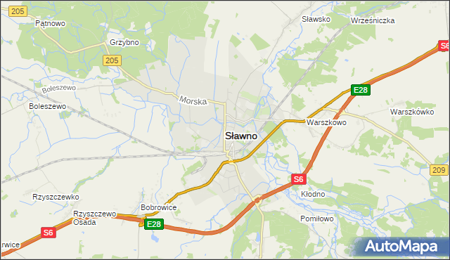 mapa Sławno, Sławno na mapie Targeo