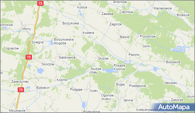 mapa Służów, Służów na mapie Targeo