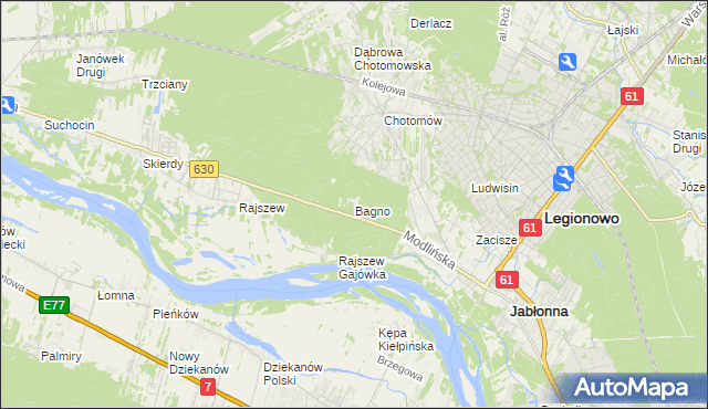 mapa Bagno gmina Jabłonna, Bagno gmina Jabłonna na mapie Targeo