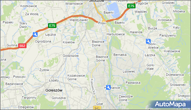 mapa Bładnice Górne, Bładnice Górne na mapie Targeo