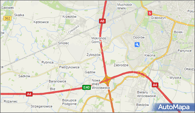mapa Cesarzowice gmina Kąty Wrocławskie, Cesarzowice gmina Kąty Wrocławskie na mapie Targeo
