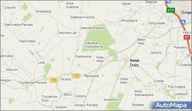 mapa Mała Wieś gmina Belsk Duży, Mała Wieś gmina Belsk Duży na mapie Targeo