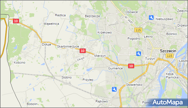 mapa Mierzyn gmina Dobra (Szczecińska), Mierzyn gmina Dobra (Szczecińska) na mapie Targeo
