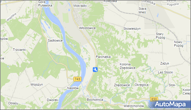 mapa Parchatka, Parchatka na mapie Targeo