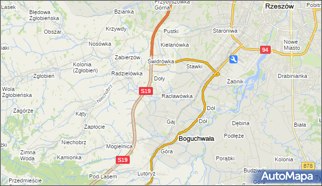 mapa Racławówka, Racławówka na mapie Targeo