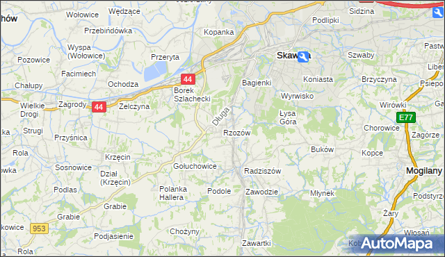 mapa Rzozów, Rzozów na mapie Targeo