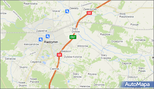 mapa Wiktorów gmina Radzymin, Wiktorów gmina Radzymin na mapie Targeo