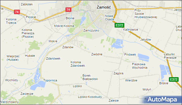mapa Zwódne, Zwódne na mapie Targeo