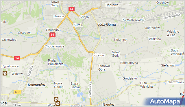 mapa Józefów gmina Łódź, Józefów gmina Łódź na mapie Targeo