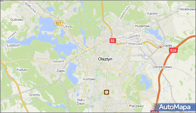 mapa Olsztyna, Olsztyn na mapie Targeo