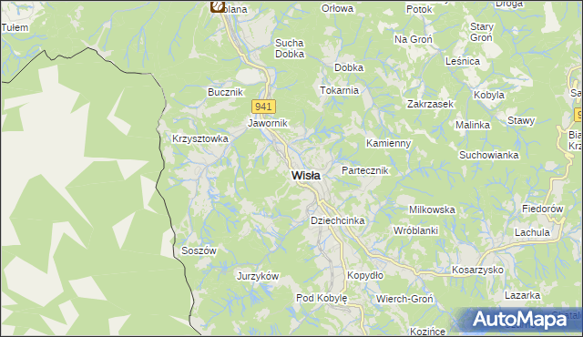 mapa Wisła, Wisła na mapie Targeo