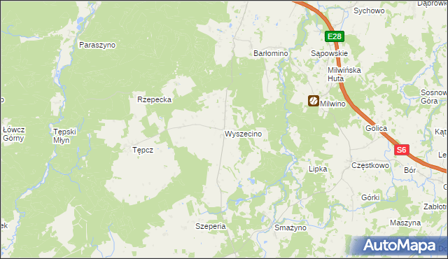 mapa Wyszecino, Wyszecino na mapie Targeo