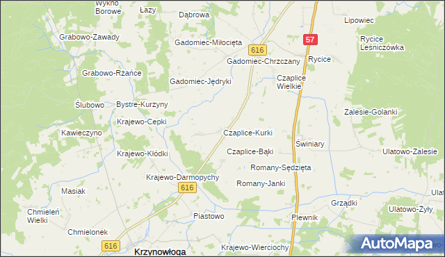 mapa Czaplice-Kurki, Czaplice-Kurki na mapie Targeo