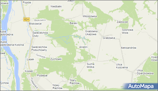 mapa Anielin gmina Annopol, Anielin gmina Annopol na mapie Targeo