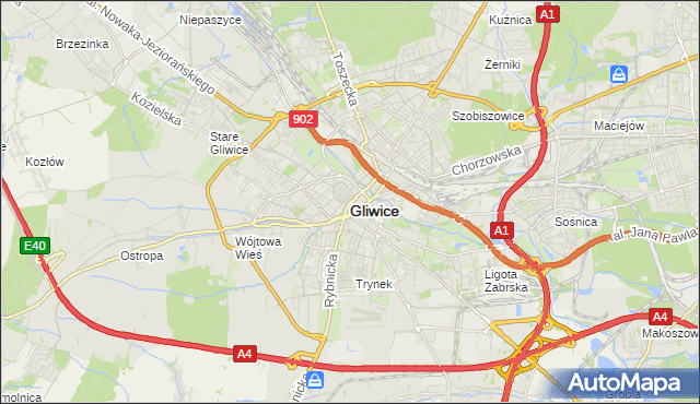 mapa Gliwic, Gliwice na mapie Targeo
