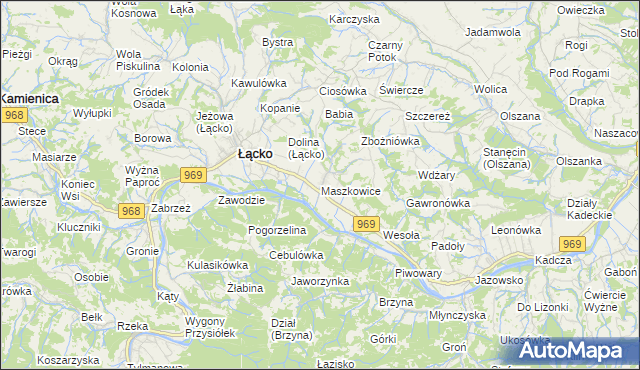 mapa Maszkowice gmina Łącko, Maszkowice gmina Łącko na mapie Targeo