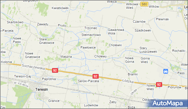 mapa Cholewy gmina Błonie, Cholewy gmina Błonie na mapie Targeo