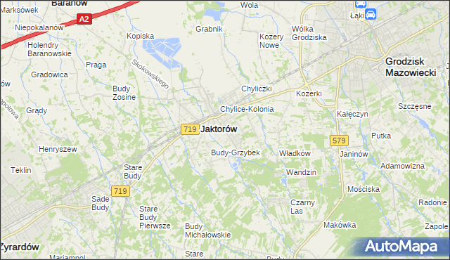 mapa Chylice gmina Jaktorów, Chylice gmina Jaktorów na mapie Targeo