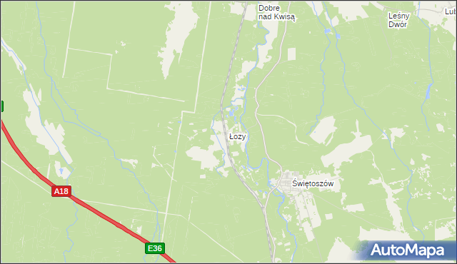 mapa Łozy gmina Żagań, Łozy gmina Żagań na mapie Targeo