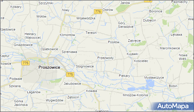 mapa Przezwody gmina Proszowice, Przezwody gmina Proszowice na mapie Targeo