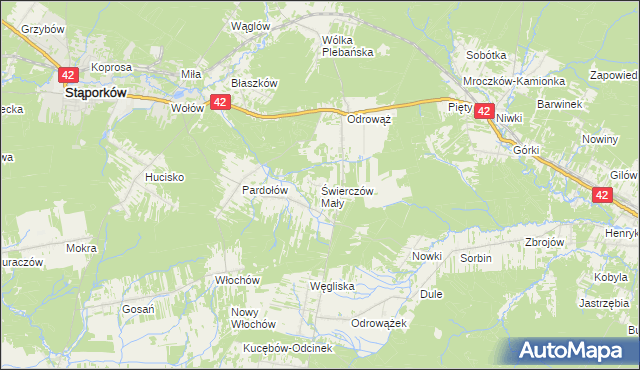 mapa Świerczów Mały, Świerczów Mały na mapie Targeo