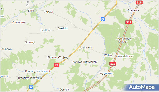 mapa Andryjanki, Andryjanki na mapie Targeo