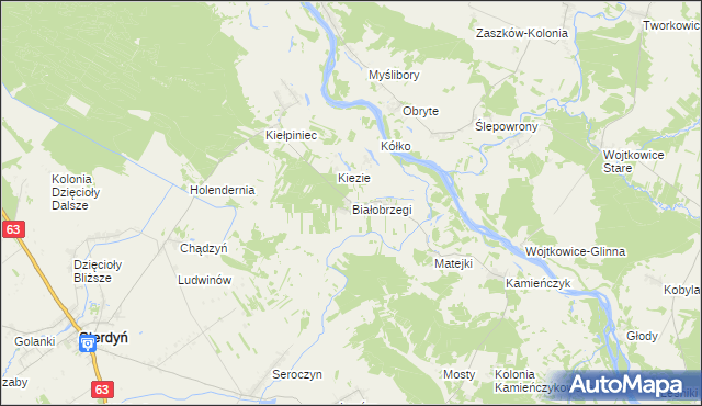 mapa Białobrzegi gmina Sterdyń, Białobrzegi gmina Sterdyń na mapie Targeo