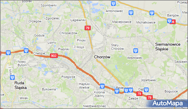 mapa Chorzów, Chorzów na mapie Targeo