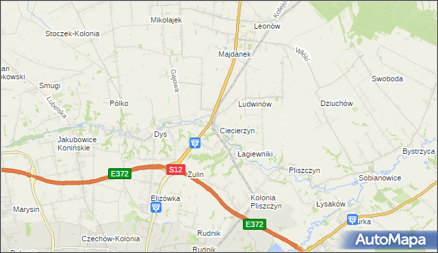 mapa Ciecierzyn gmina Niemce, Ciecierzyn gmina Niemce na mapie Targeo